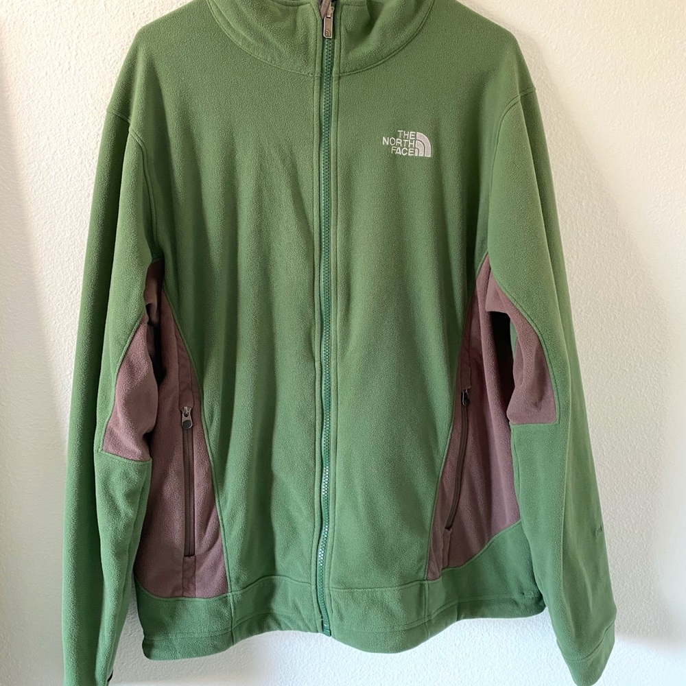 The North Face Green Fleece Zip Up Jacket - Picture 1 of 12